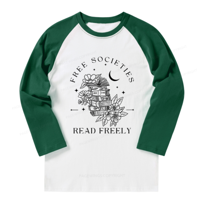 Pagewings Free Societies Read Freely Comfort Colors  Long Sleeve Raglan T-shirt