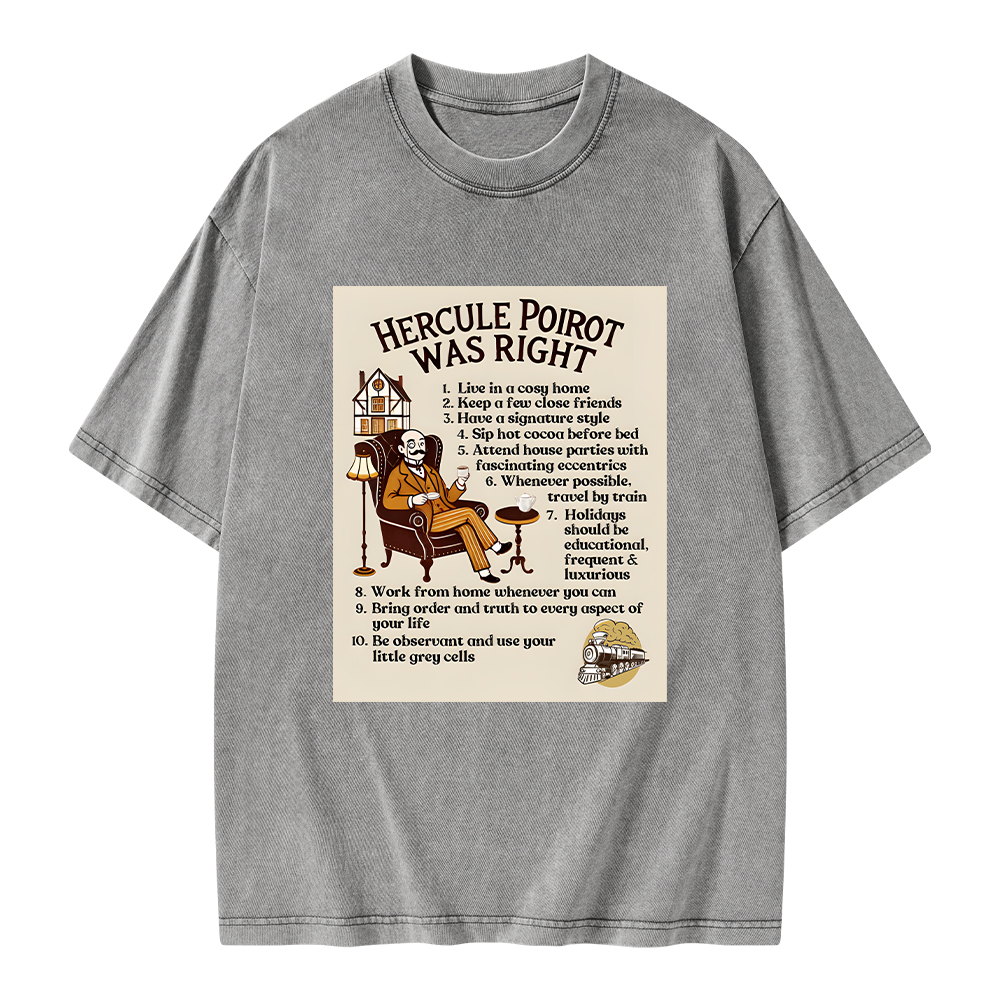 Pagewings Hercule Poirot was Right Unisex Washed T-shirt