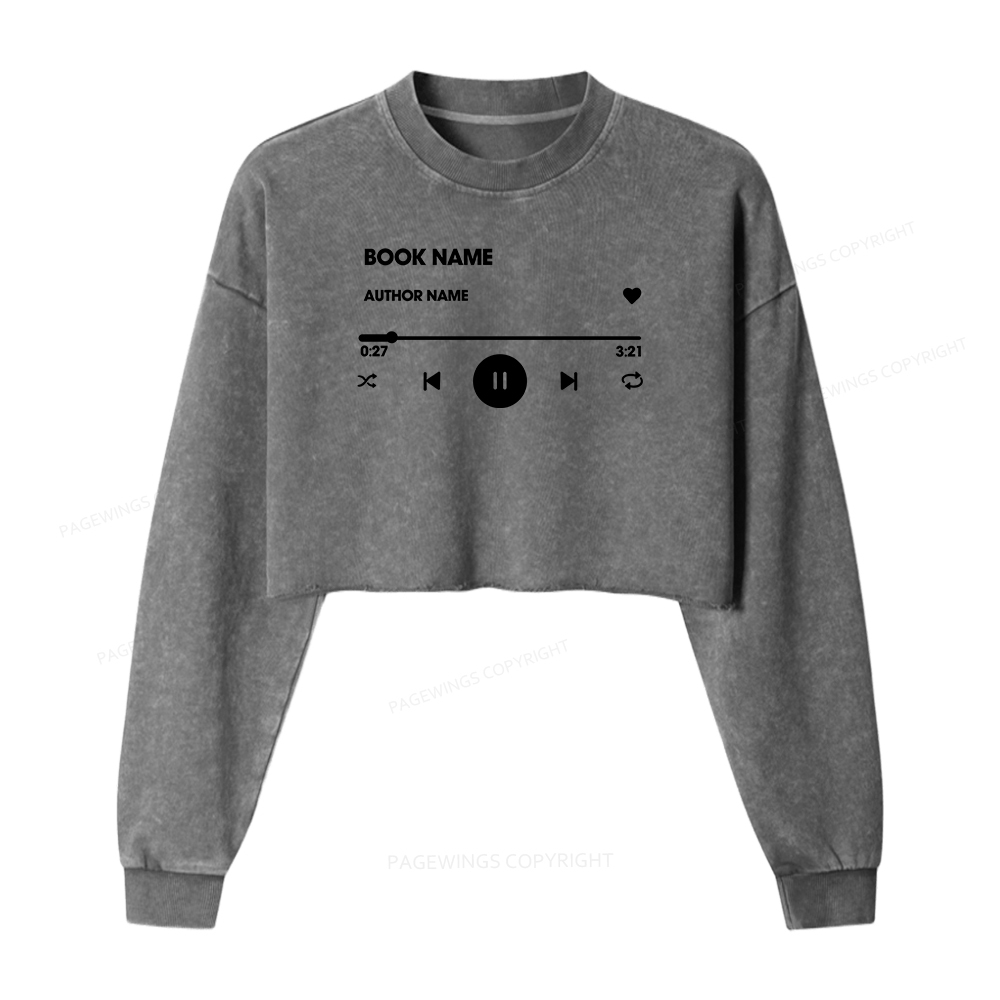 Pagewings Personalized Book Name Women Washed Crop Sweatshirt