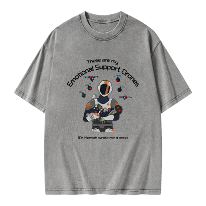 Pagewings These Are My Emotional Support Drones Unisex Washed T-shirt