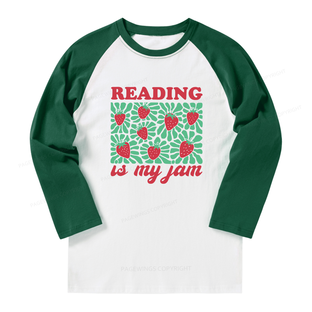 Pagewings Reading Is My Jam Long Sleeve Raglan T-shirt