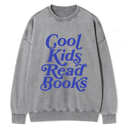 Pagewings Cool Kids Read Books Unisex Washed Sweatshirt