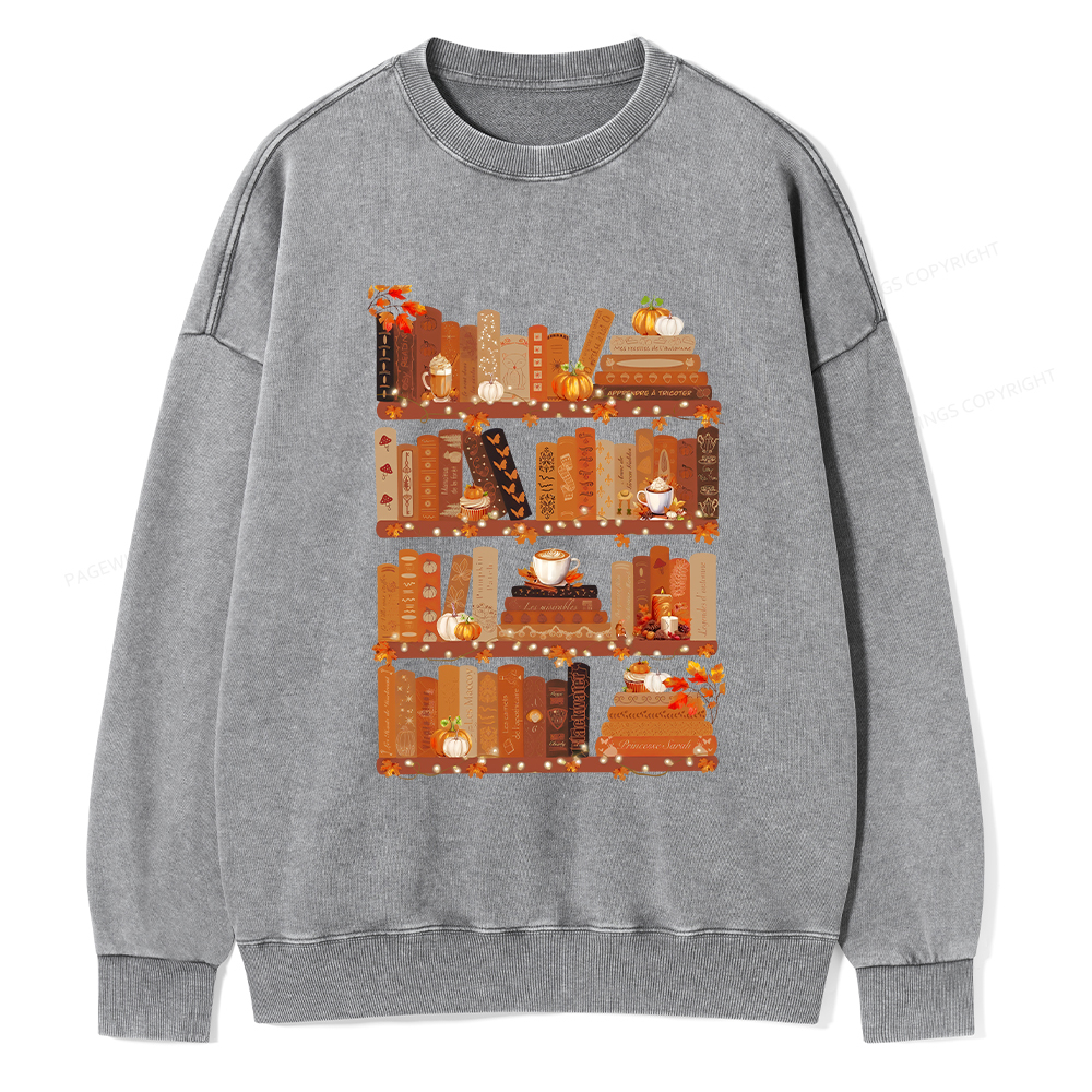 Pagewings Cozy Season Books Lover Unisex Washed Sweatshirt