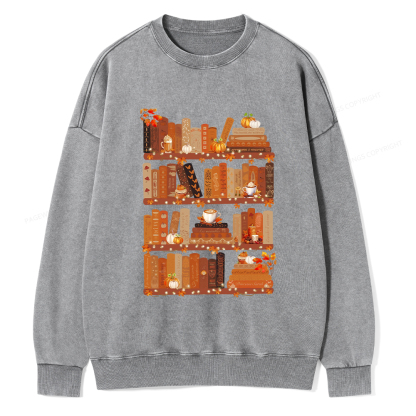 Pagewings Cozy Season Books Lover Unisex Washed Sweatshirt