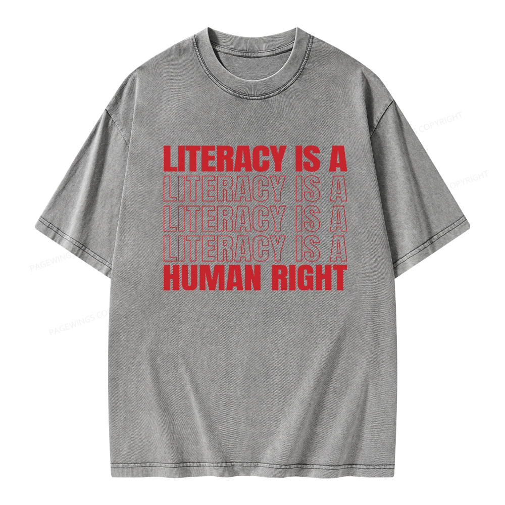 Pagewings Literacy Is A Human Right Unisex Washed T-shirt