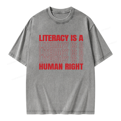 Pagewings Literacy Is A Human Right Unisex Washed T-shirt
