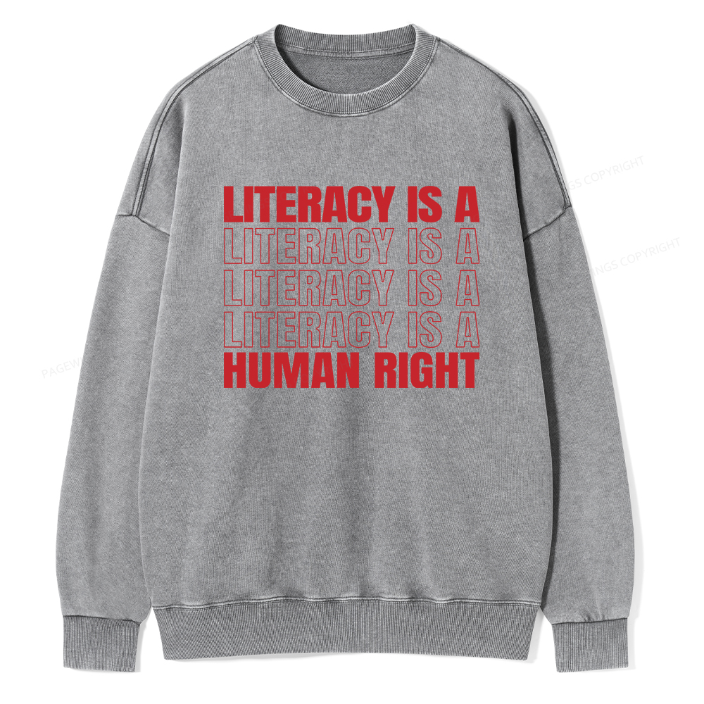 Pagewings Literacy Is A Human Right Unisex Washed Sweatshirt