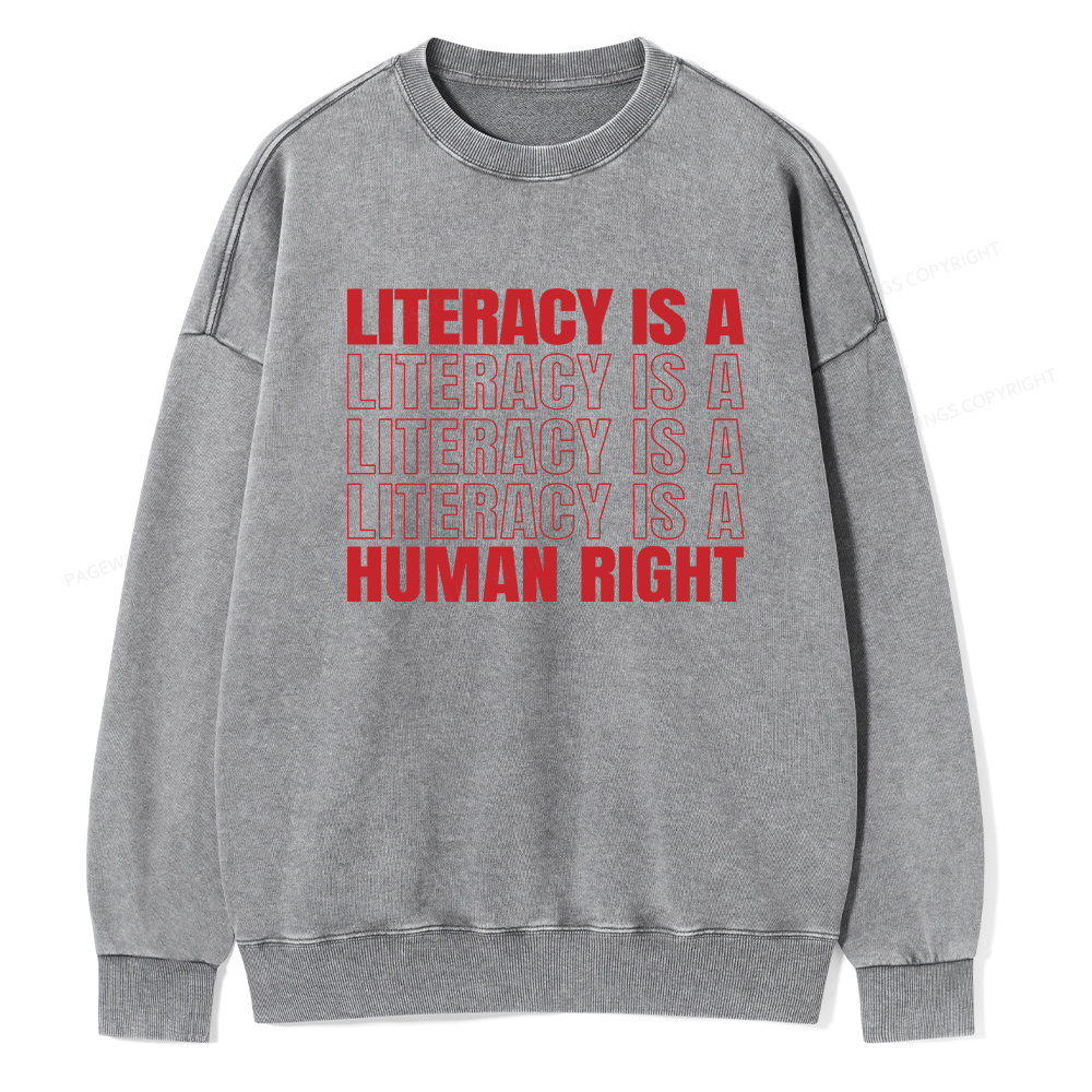 Pagewings Literacy Is A Human Right Unisex Washed Sweatshirt