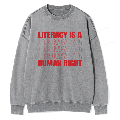 Pagewings Literacy Is A Human Right Unisex Washed Sweatshirt