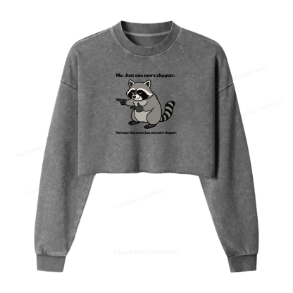Pagewings  Just One More Chapter Women Washed Crop Sweatshirt