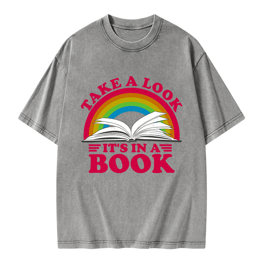 Pagewings Take a Look It's in a Book Unisex Washed T-shirt