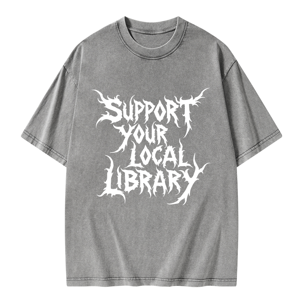 Pagewings Support Your Local Library Unisex Washed T-shirt