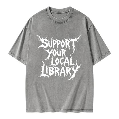 Pagewings Support Your Local Library Unisex Washed T-shirt