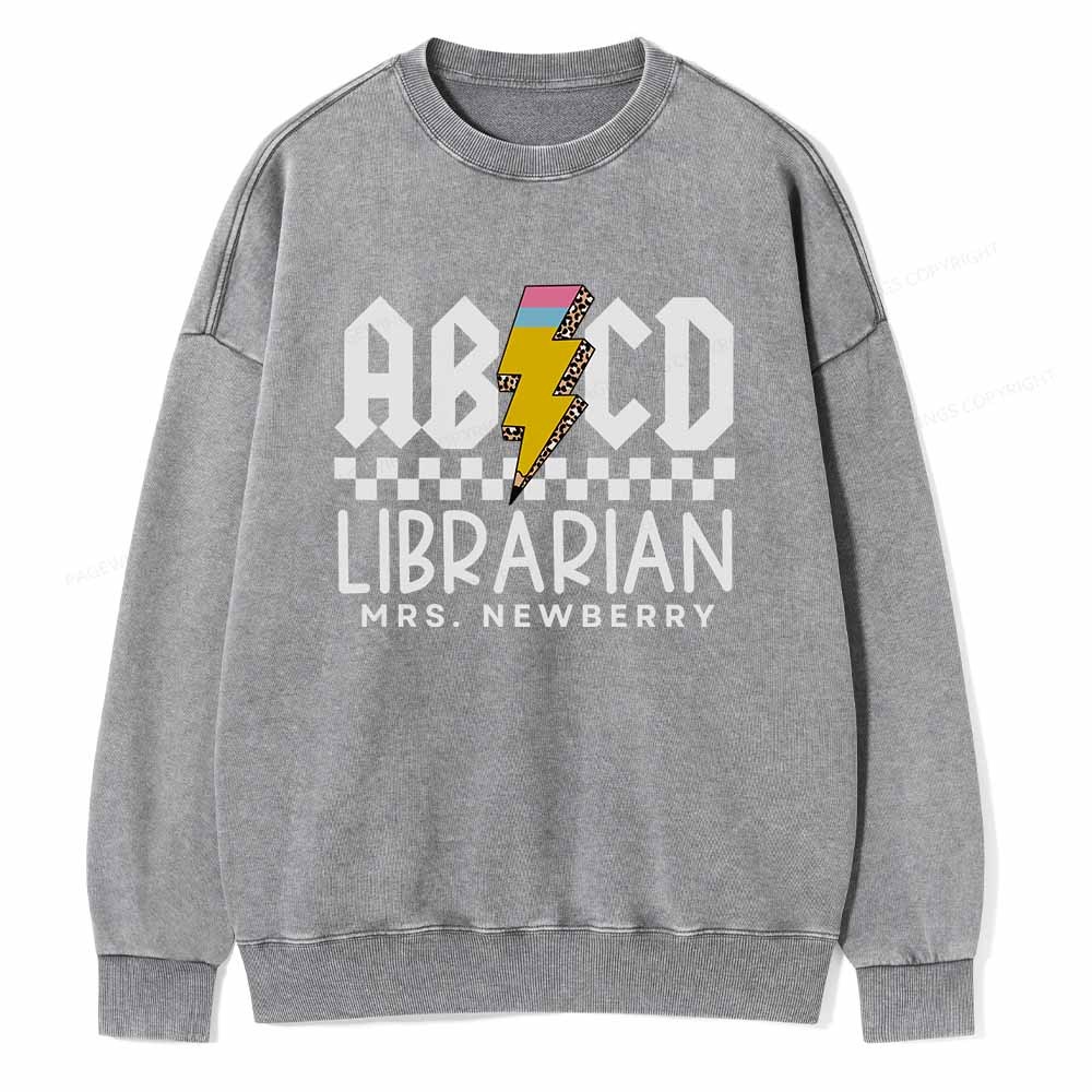 Pagewings Personalized Librarian Shirt TShirts Gift for School Library Sciences Unisex Washed Sweatshirt