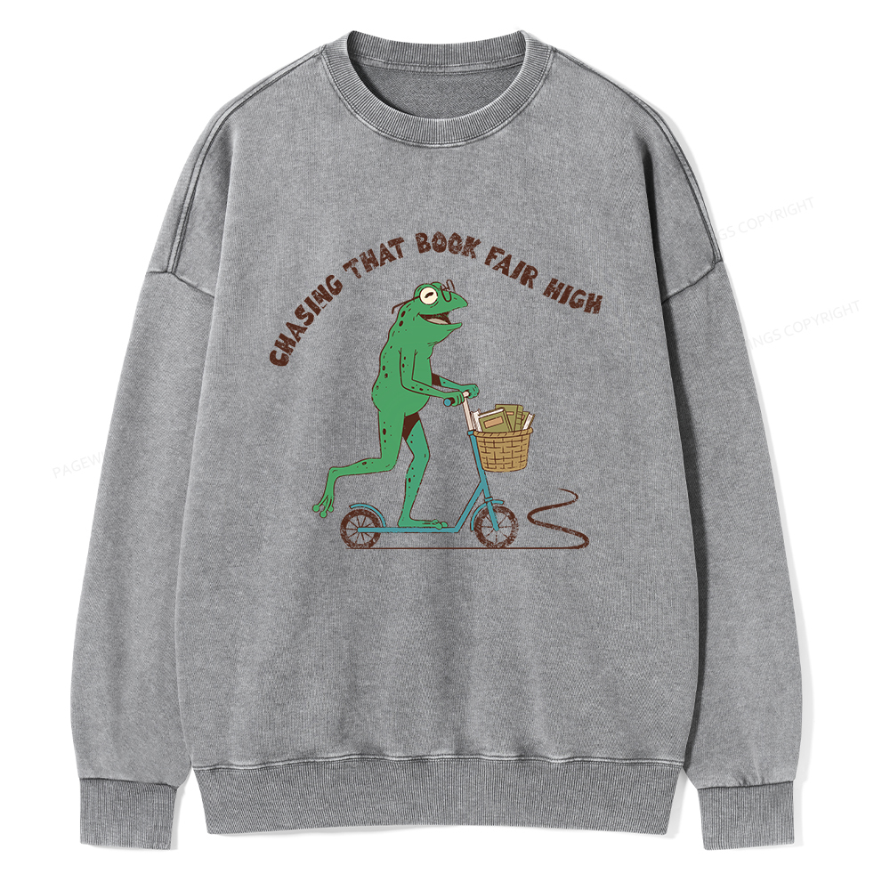 Pagewings Chasing That Book Fair High Unisex Washed Sweatshirt