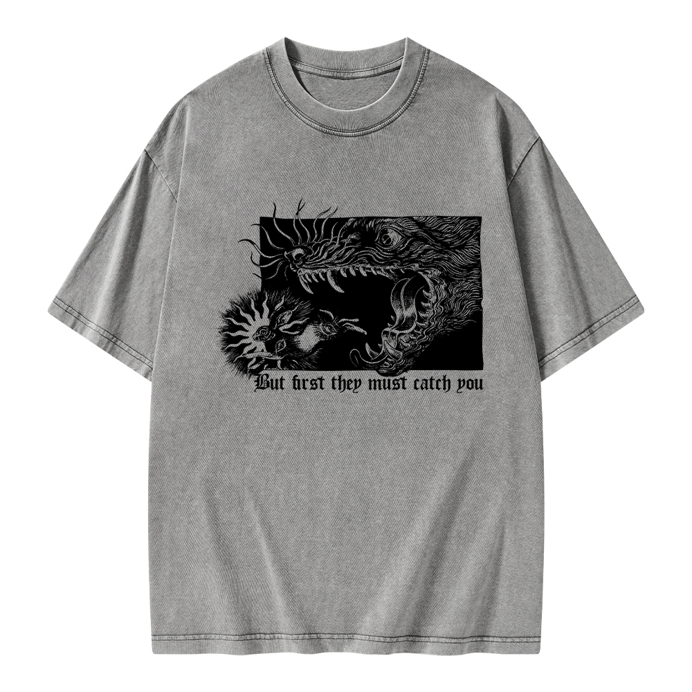 Pagewings But First They Must Catch You Unisex Washed T-shirt
