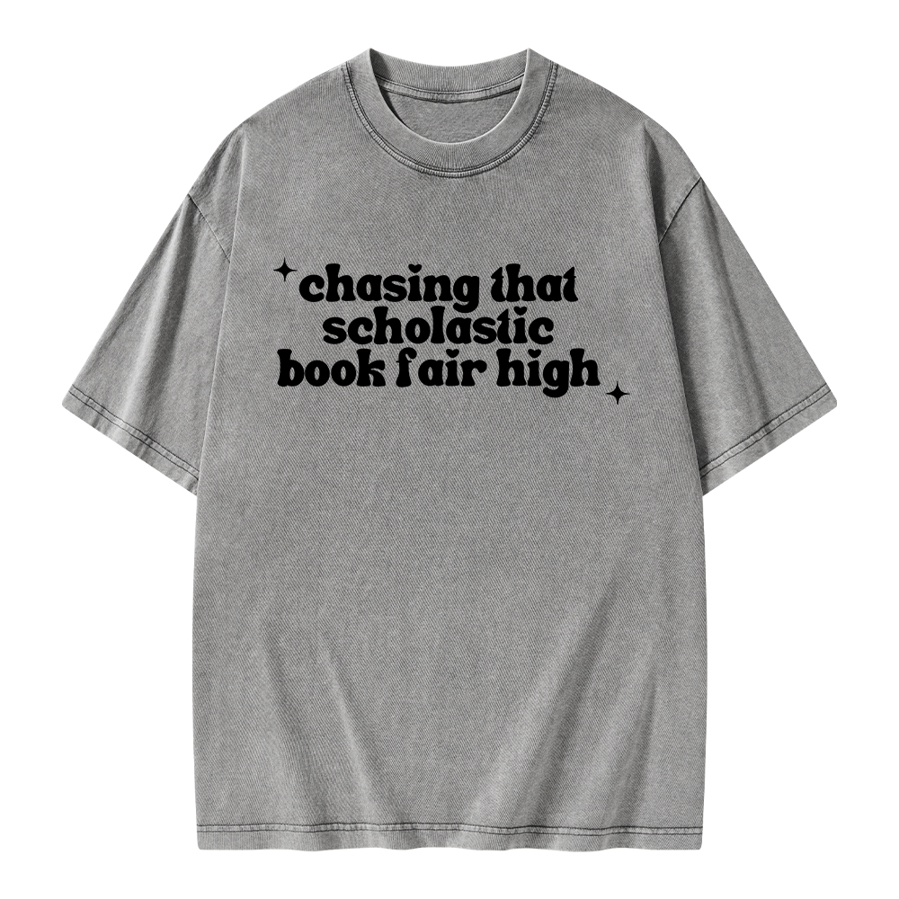 Pagewings Chasing That Scholastic Book Fair High Unisex Washed T-shirt
