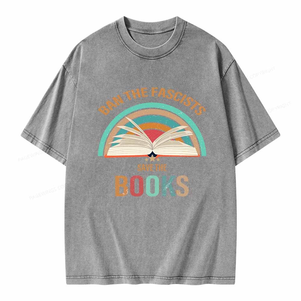 Pagewings Ban The Fascists Save The Books Unisex Washed T-shirt