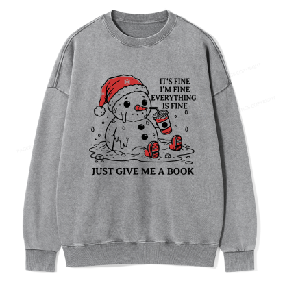 Pagewings Just Give Me A Book Unisex Washed Sweatshirt