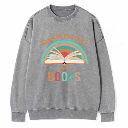 Pagewings Ban The Fascists Save The Books Unisex Washed Sweatshirt