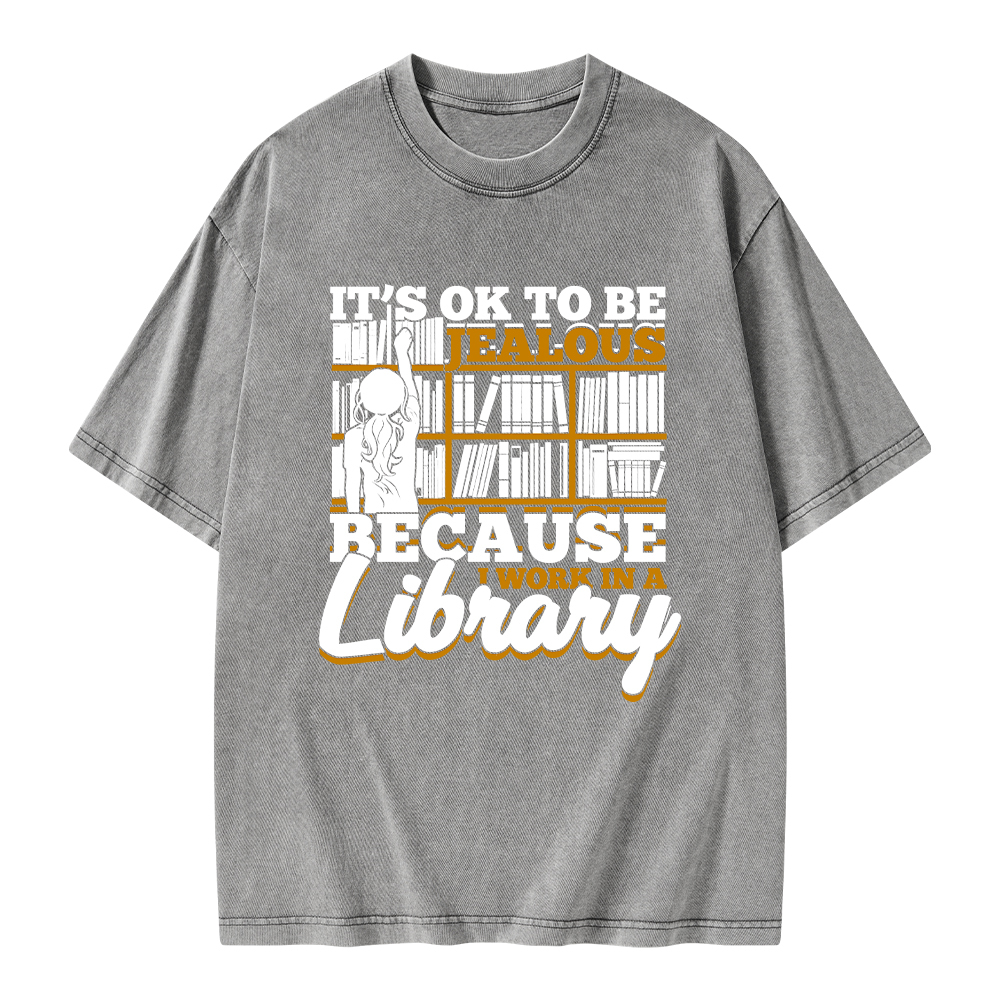 Pagewings Because I Work In A Library Unisex Washed T-shirt