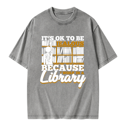 Pagewings Because I Work In A Library Unisex Washed T-shirt
