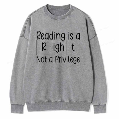 Pagewings Reading is a Right Not a Privilege Unisex Washed Sweatshirt