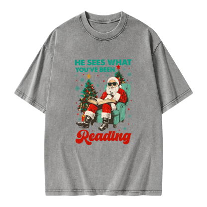 Pagewings Christmas Reading Unisex Washed T-shirt