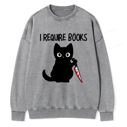 Pagewings I Require Books Unisex Washed Sweatshirt