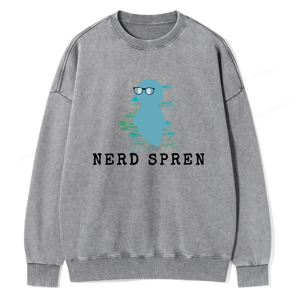 Pagewings Nerd Spren Unisex Washed Sweatshirt