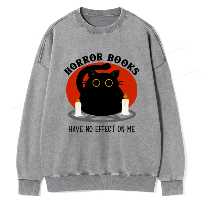 Pagewings Horror Books Have No Effect On Me Unisex Washed Sweatshirt