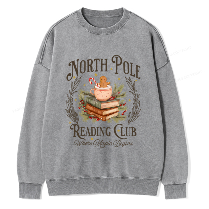Pagewings  North Pole Book Club Unisex Washed Sweatshirt