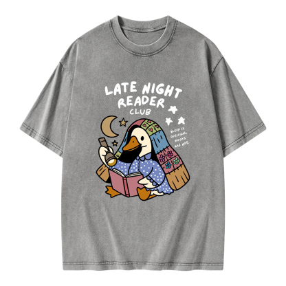 Pagewings Late Night Reader Club Unisex Washed T-shirt