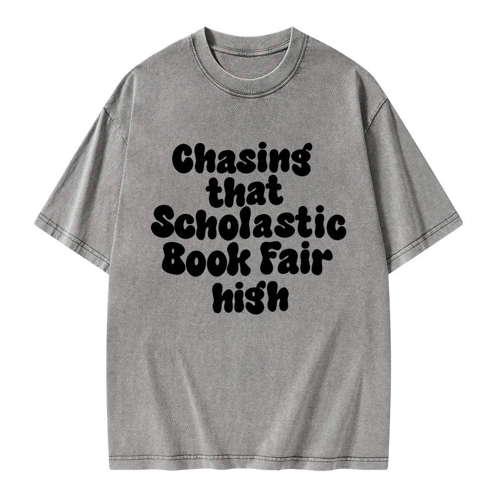 Pagewings Chasing That Scholastic Book Fair High Unisex Washed T-shirt