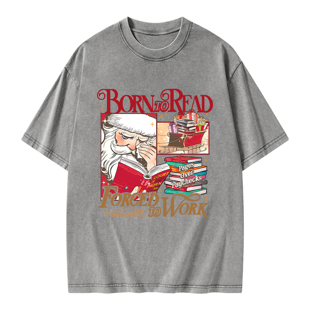 Pagewings Born To Read Forced To Work Unisex Washed T-shirt