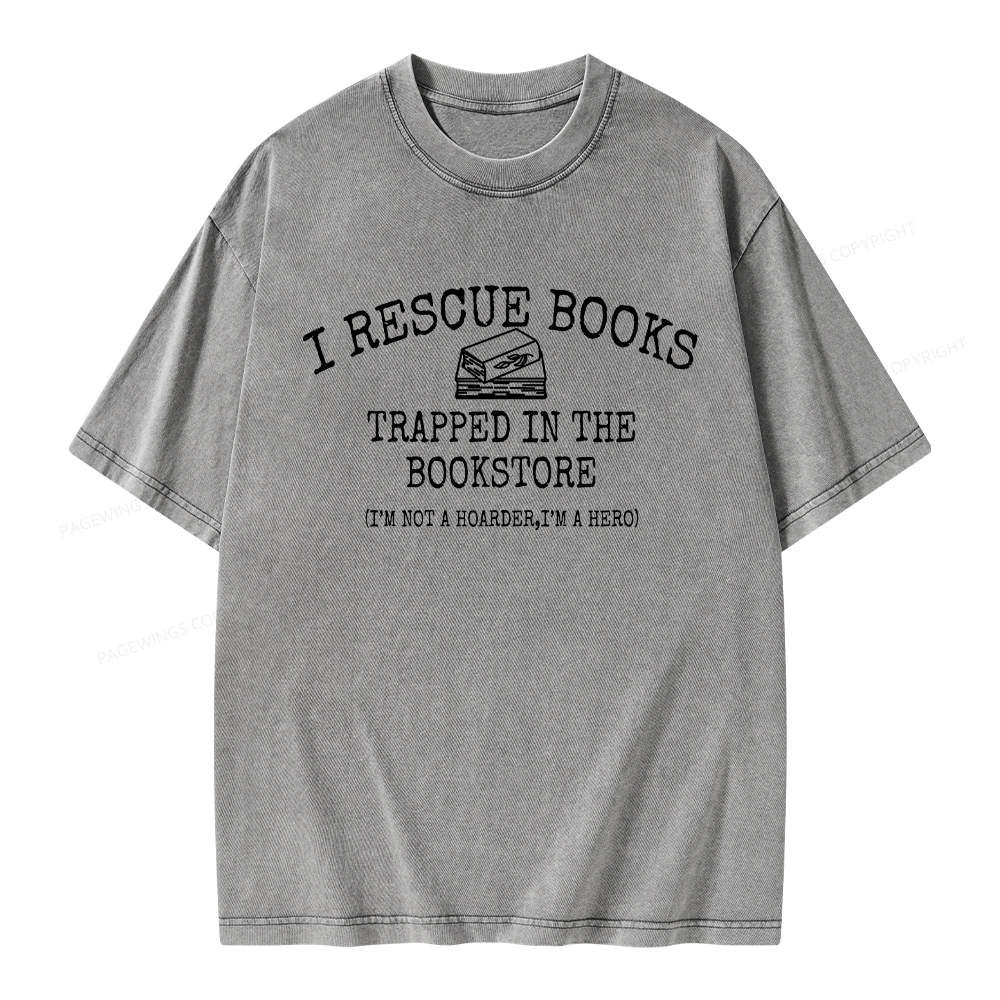 Pagewings  Rescue Books Trapped In The Bookstore Unisex Washed T-shirt
