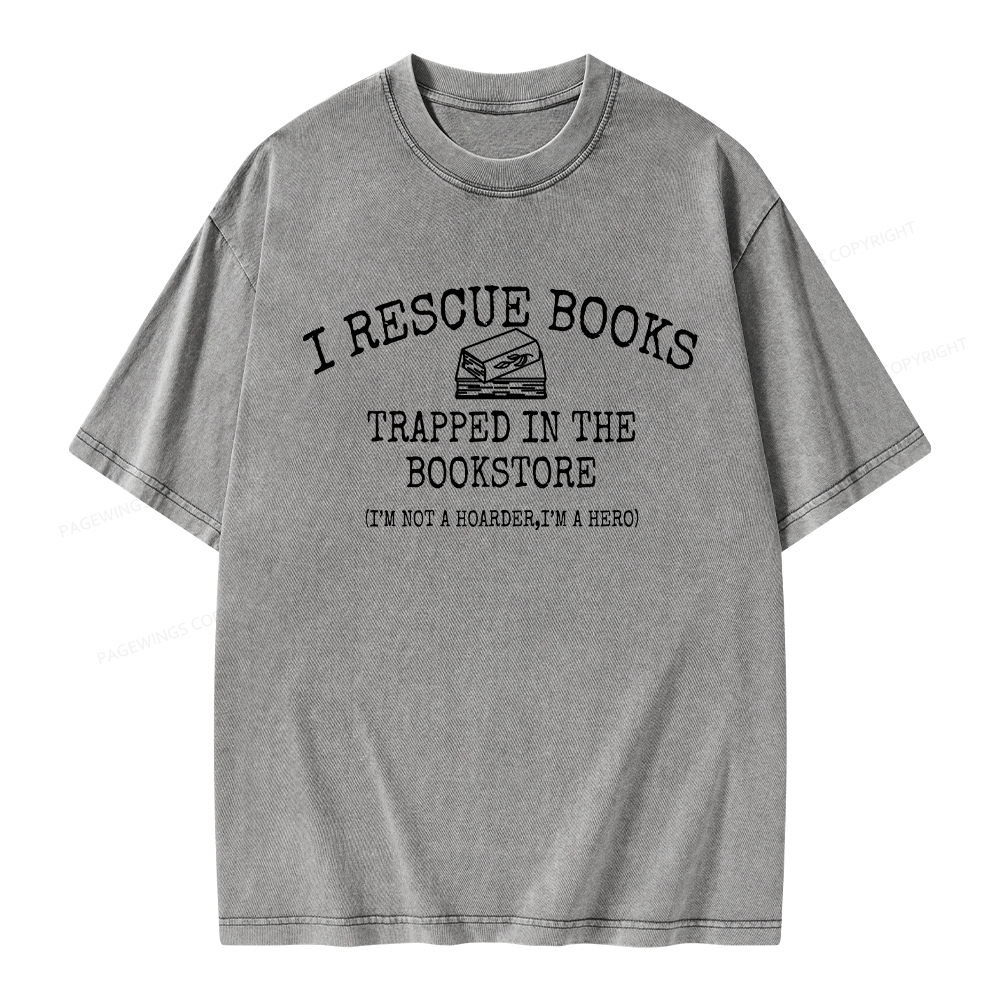 Pagewings  Rescue Books Trapped In The Bookstore Unisex Washed T-shirt