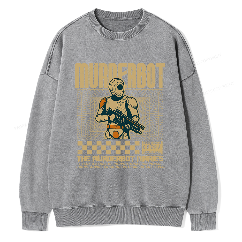Pagewings Murderbot Unisex Washed Sweatshirt