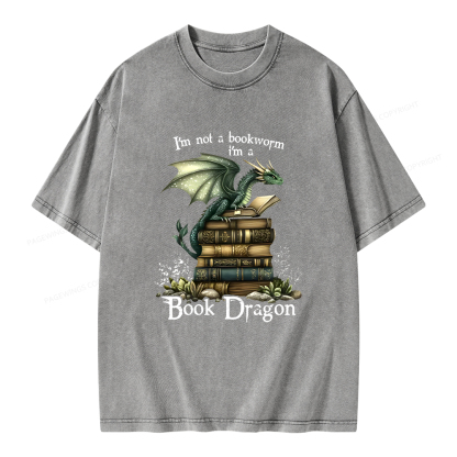 Pagewings Book Dragon Unisex Washed T-shirt