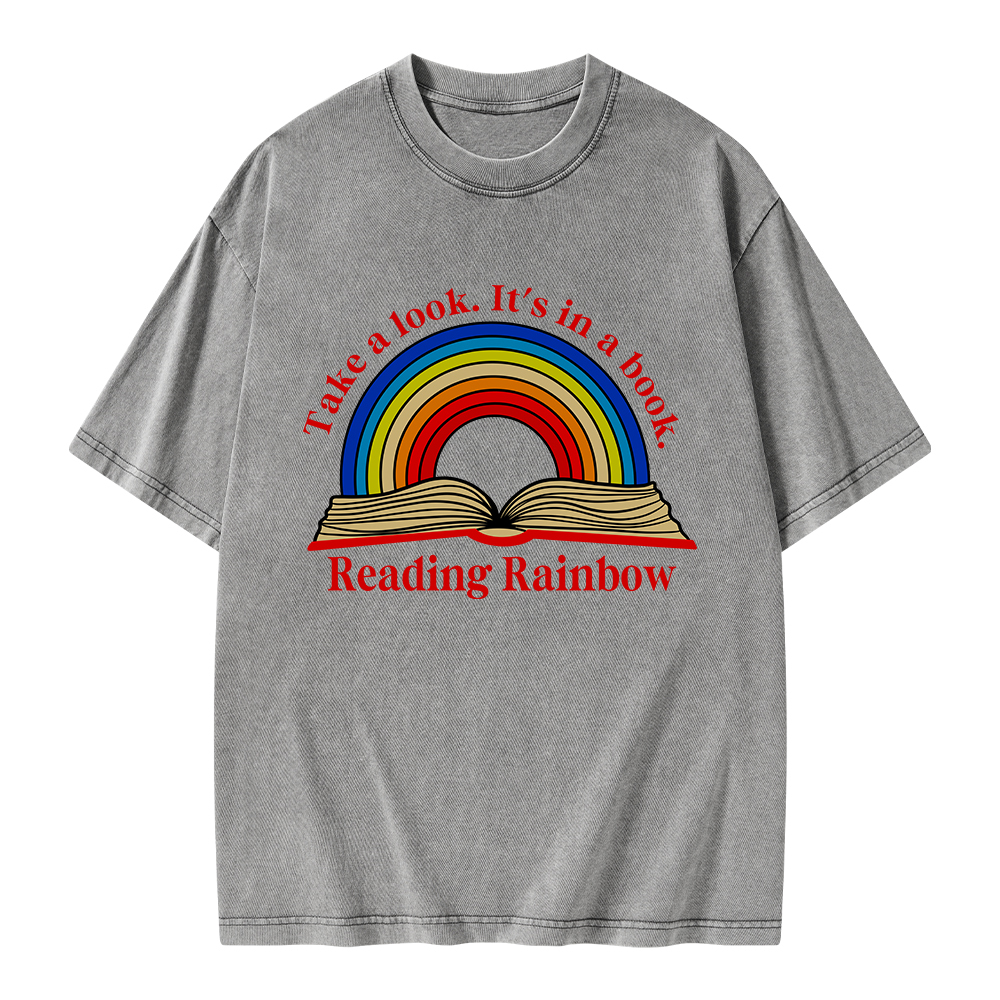 Pagewings Reading Rainbow Unisex Washed T-shirt