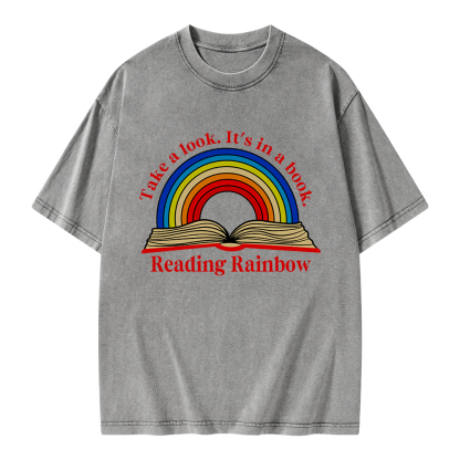 Pagewings Reading Rainbow Unisex Washed T-shirt