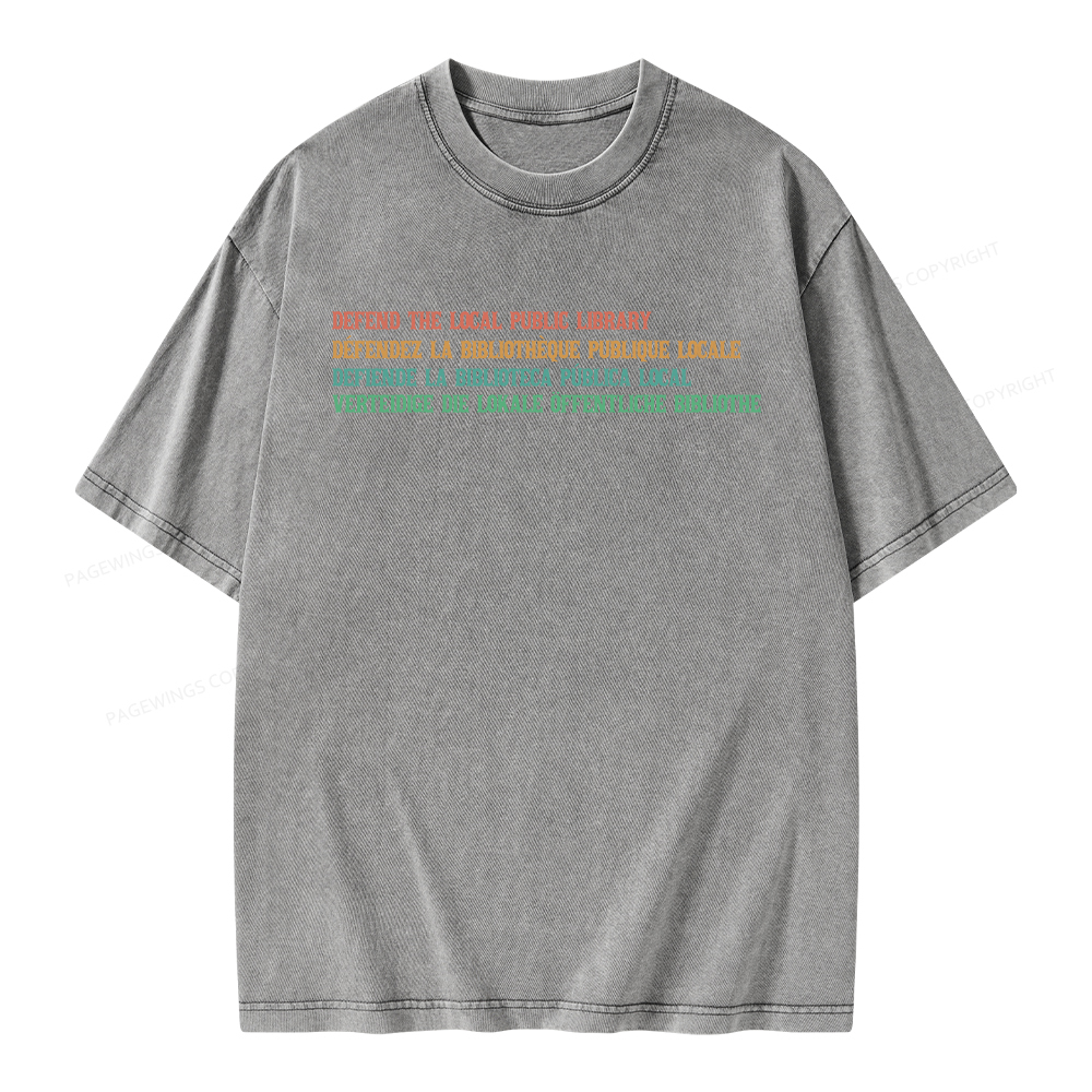 Pagewings Defend the Local Public Library Unisex Washed T-shirt