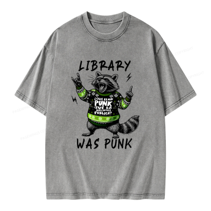 Pagewings Library Was Punk Unisex Washed T-shirt