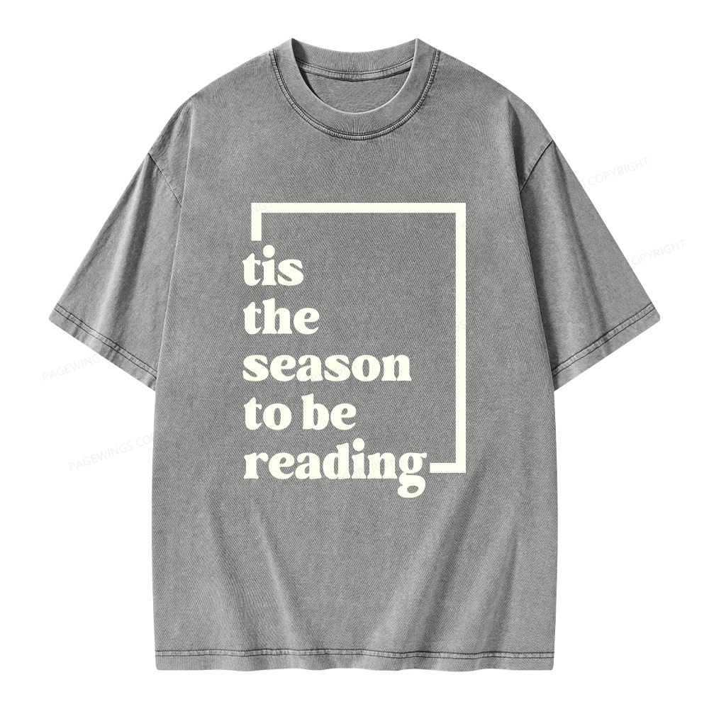 Pagewings Tis the season to be Reading Unisex Washed T-shirt