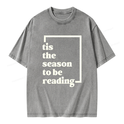 Pagewings Tis the season to be Reading Unisex Washed T-shirt