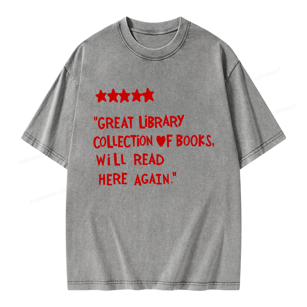 Pagewings Great Library Collection Of Books Unisex Washed T-shirt