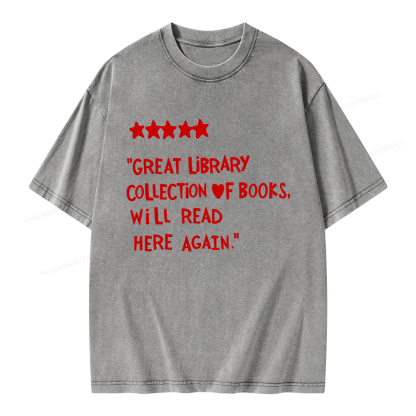 Pagewings Great Library Collection Of Books Unisex Washed T-shirt
