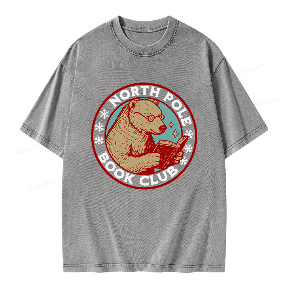 Pagewings North Pole Book Club Unisex Washed T-shirt