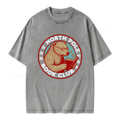 Pagewings North Pole Book Club Unisex Washed T-shirt