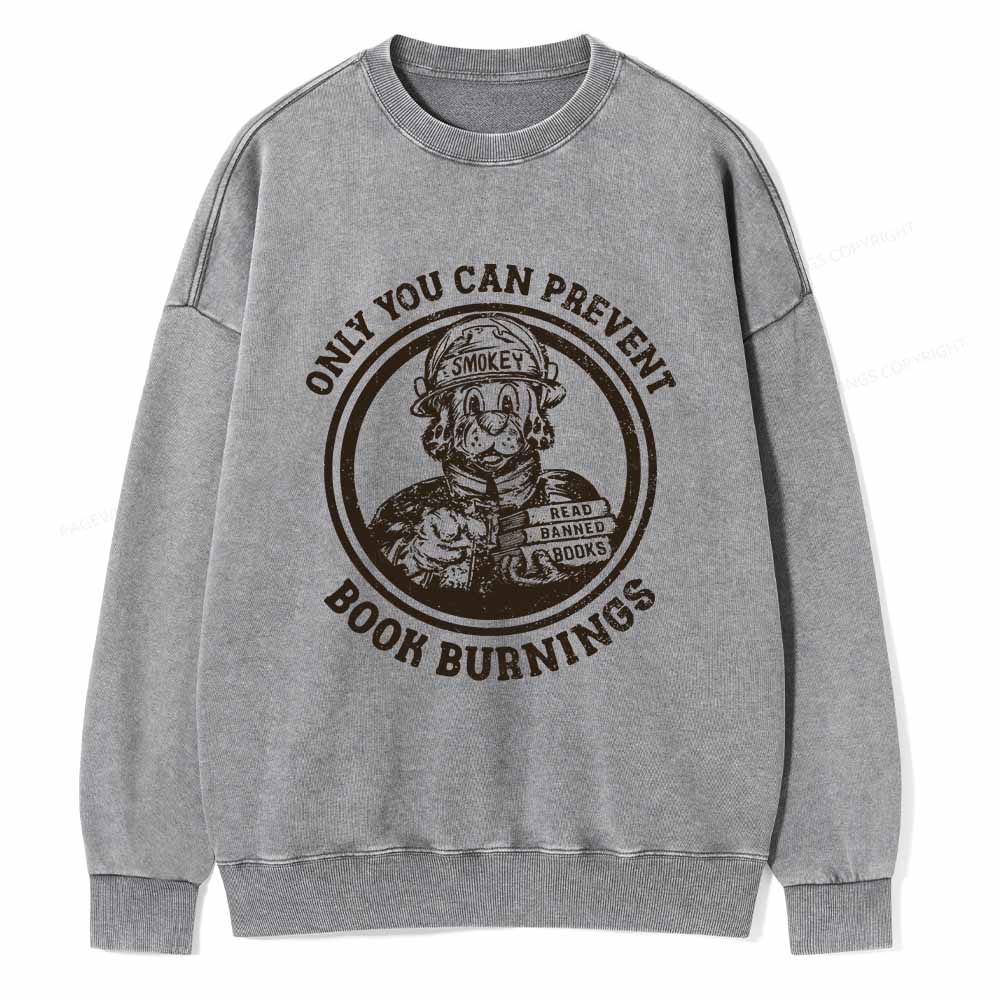 Pagewings Prevent Book Burnings Unisex Washed Sweatshirt